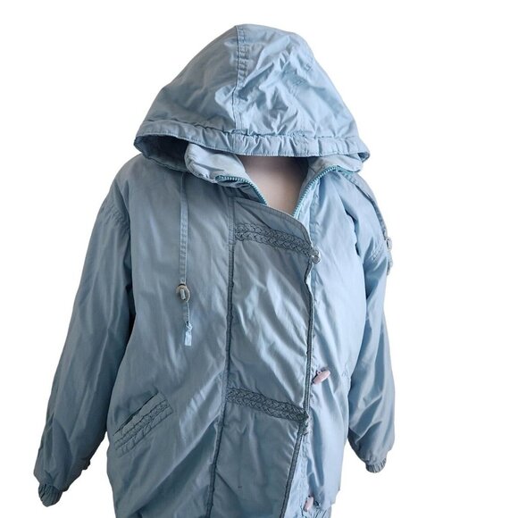 Vintage 80s Kent Street Womens Jacket Size Small Ski Pastel Blue Retro Full Zip - Picture 2 of 15
